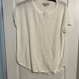 LOFT Cream Short Sleeve Relaxed T-Shirt Sweater XXL NWT